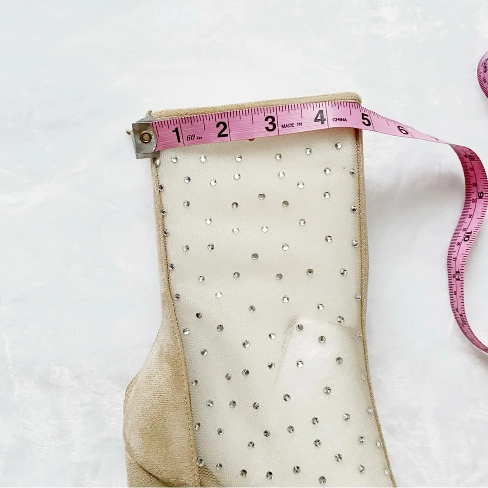NWT Lulu’s Faux Suede Rhinestone Mid Calf Boots